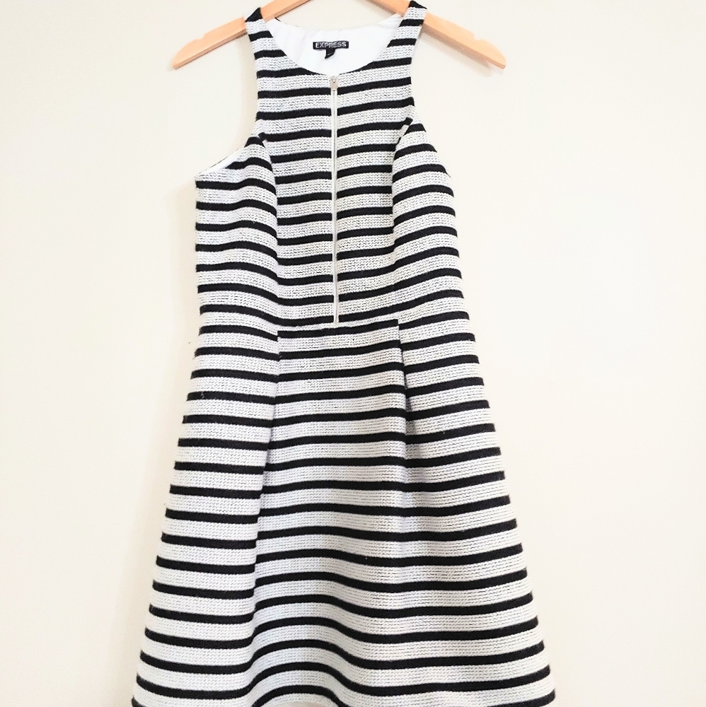 Black and white striped dress